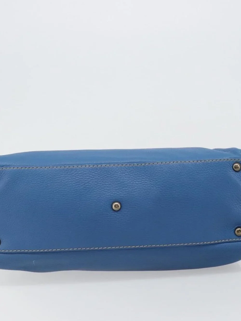 Salvatore Ferragamo Gancini Tote Bag Leather Blue Gold Auth 185584A